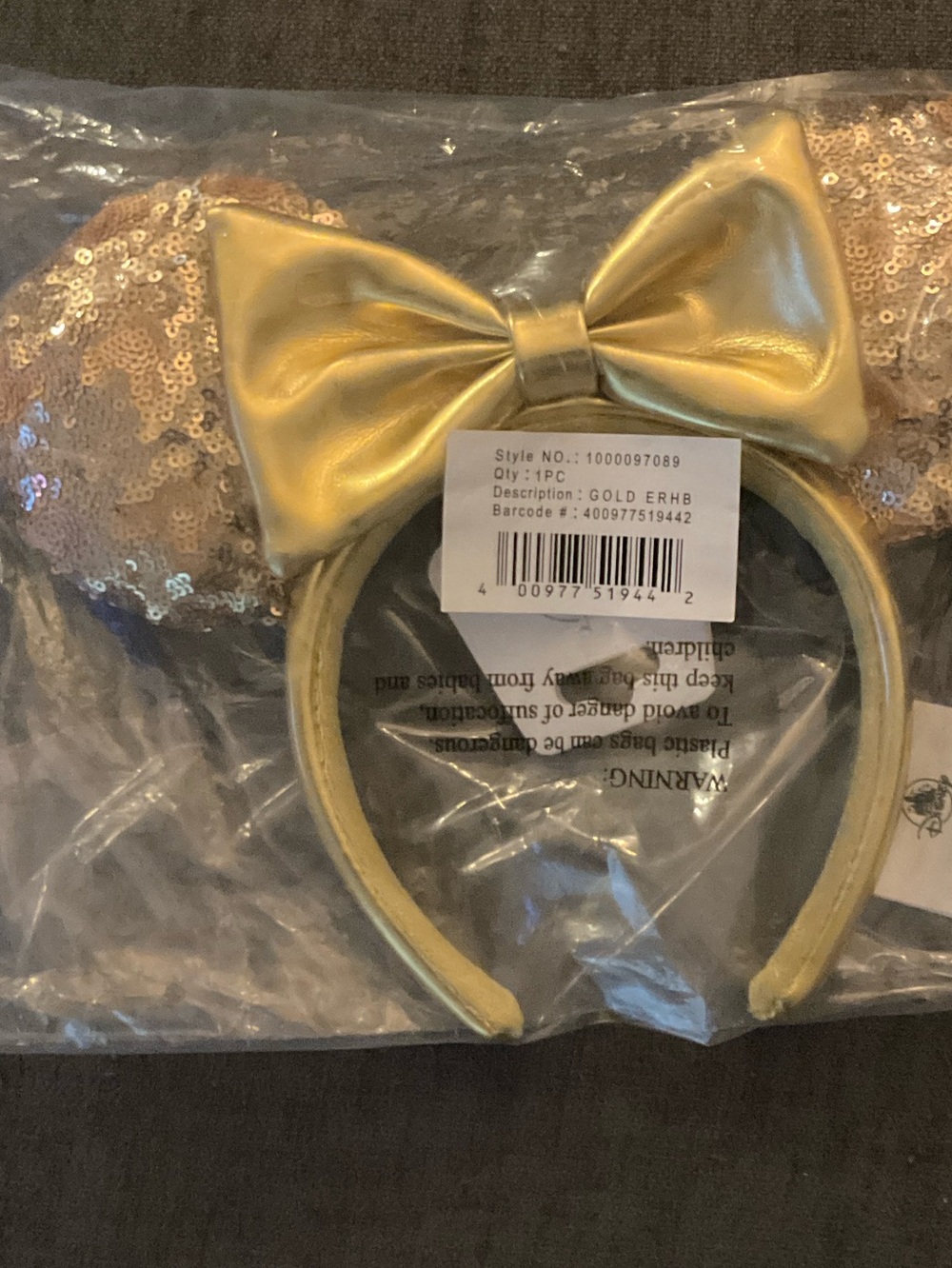 Gold Sequin Disney Minnie Ear Headband